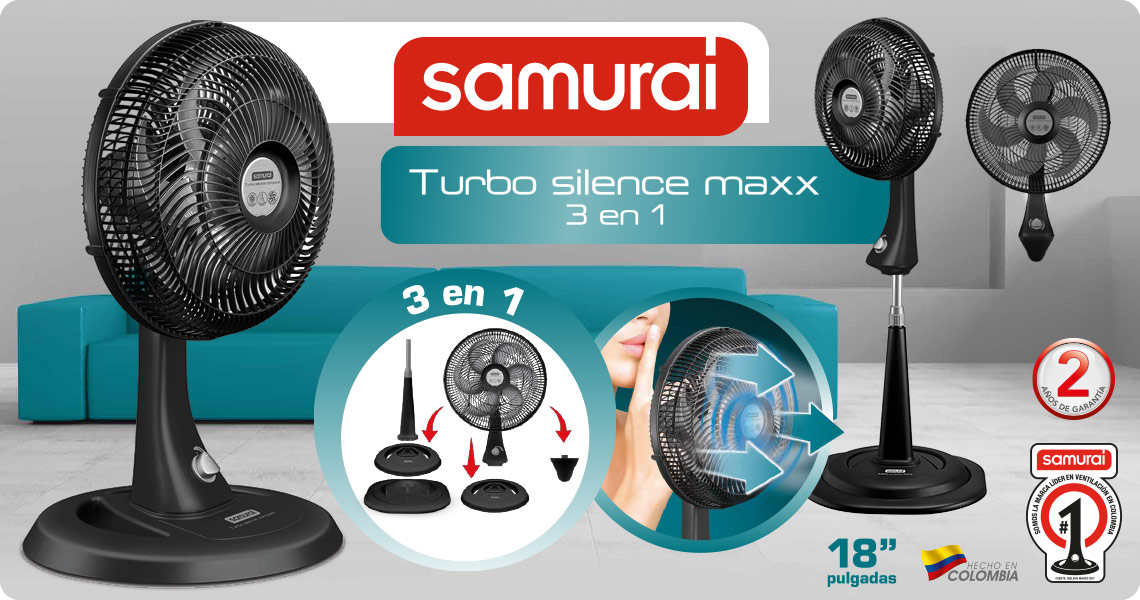 Ventilador de pared y de pedestal Samurai Turbo Silence Compact